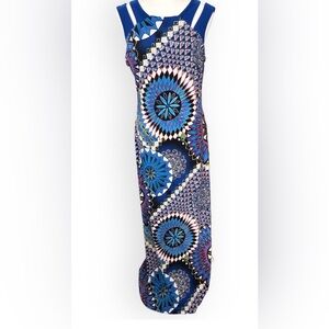 Frank Lyman Jersey Geometric Print Maxi Dress Size 12